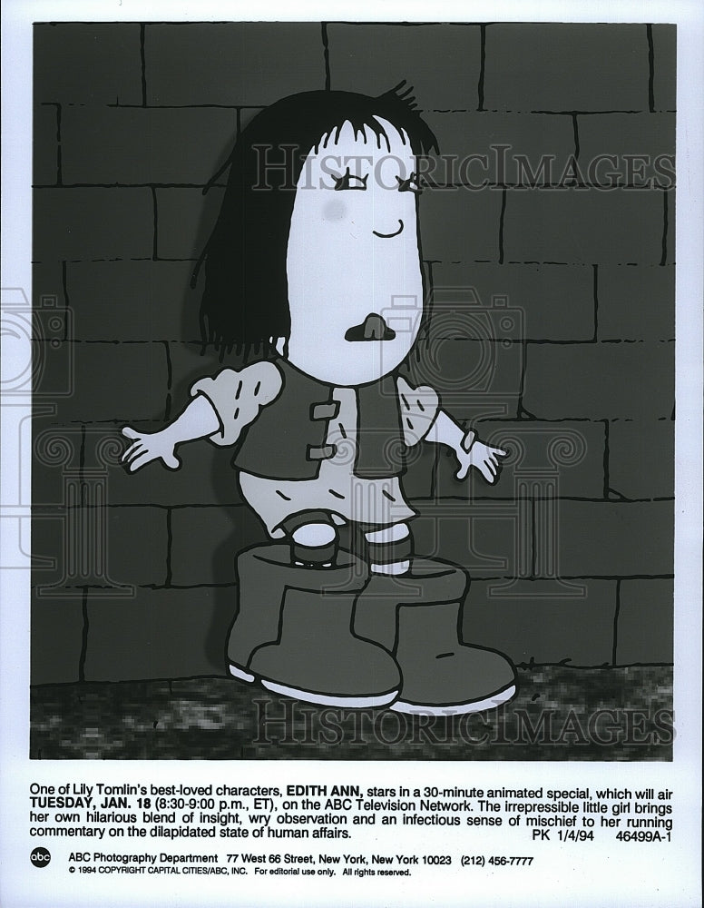 1994 Press Photo Edith Ann Voice Of Lily Tomlin Cartoon Animated TV Show- Historic Images