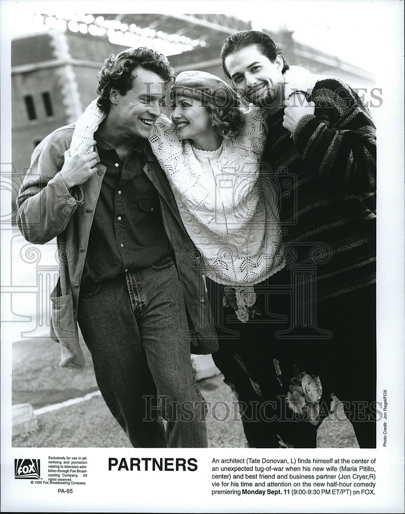 1995 Press Photo Tate Donovan Actor Maria Pitillo Jon Cryer Partners Sitcom TV- Historic Images