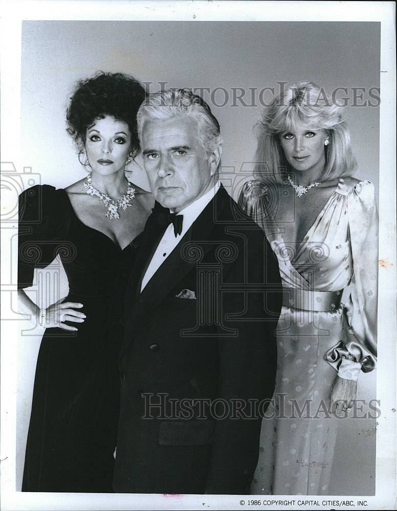 1986 Press Photo Joan Collins Joan Forsythe Linda Evans Dynasty- Historic Images