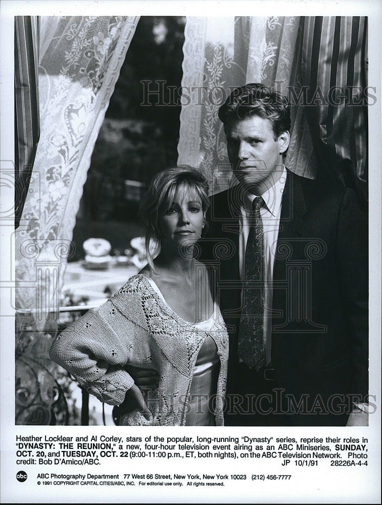 1991 Press Photo Heather Locklear Al Corley Dynasty The Reunion - Historic Images