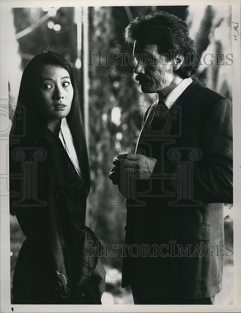 1988 Press Photo Miami Vice Heart of Night Edward James Olmos Rosalind Chao- Historic Images