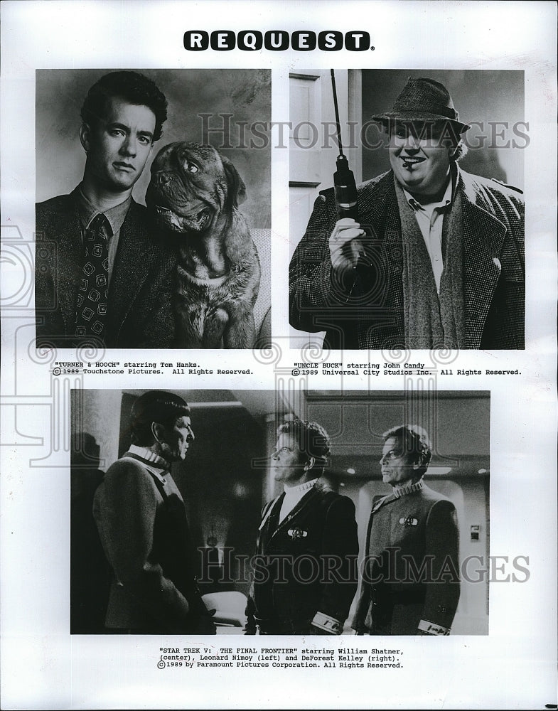 1989 Press Photo Turner &amp; Hooch Tom Hanks Uncle Buck John Candy Star Trek V- Historic Images