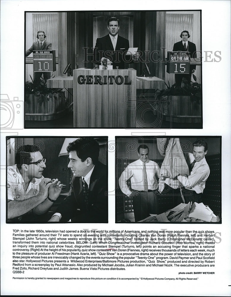 Press Photo Ralph Fiennes Hank Azaria Rob Morrow Christopher McDonald Quiz Show - Historic Images