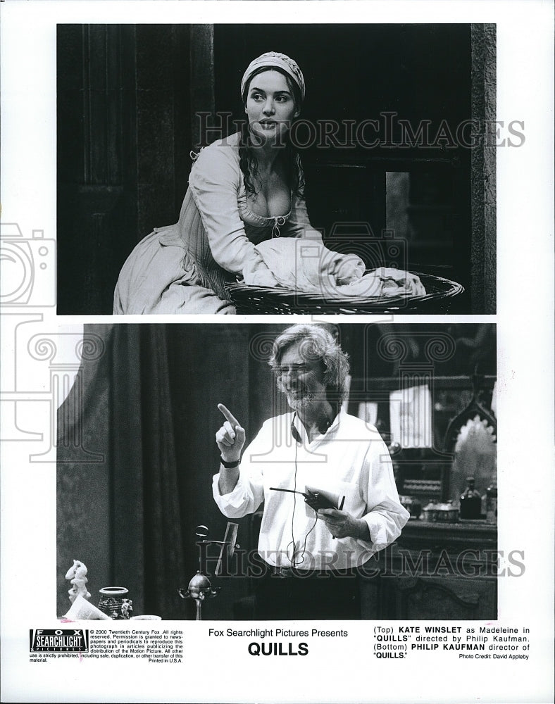 2000 Press Photo Kate Winslet Actress Philip Kaufman Director Quills Movie Film- Historic Images