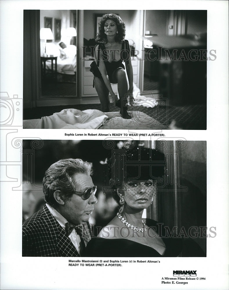 1994 Press Photo Sophia Loren Actress Marcello Mastroianni Actor Ready To Wear - Historic Images