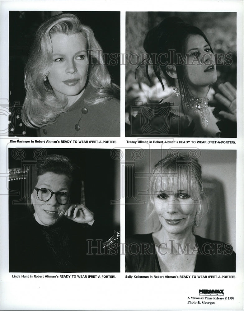 1994 Press Photo Kim Basinger Tracey Ullman Linda Hunt Sally Kellerman Actress- Historic Images