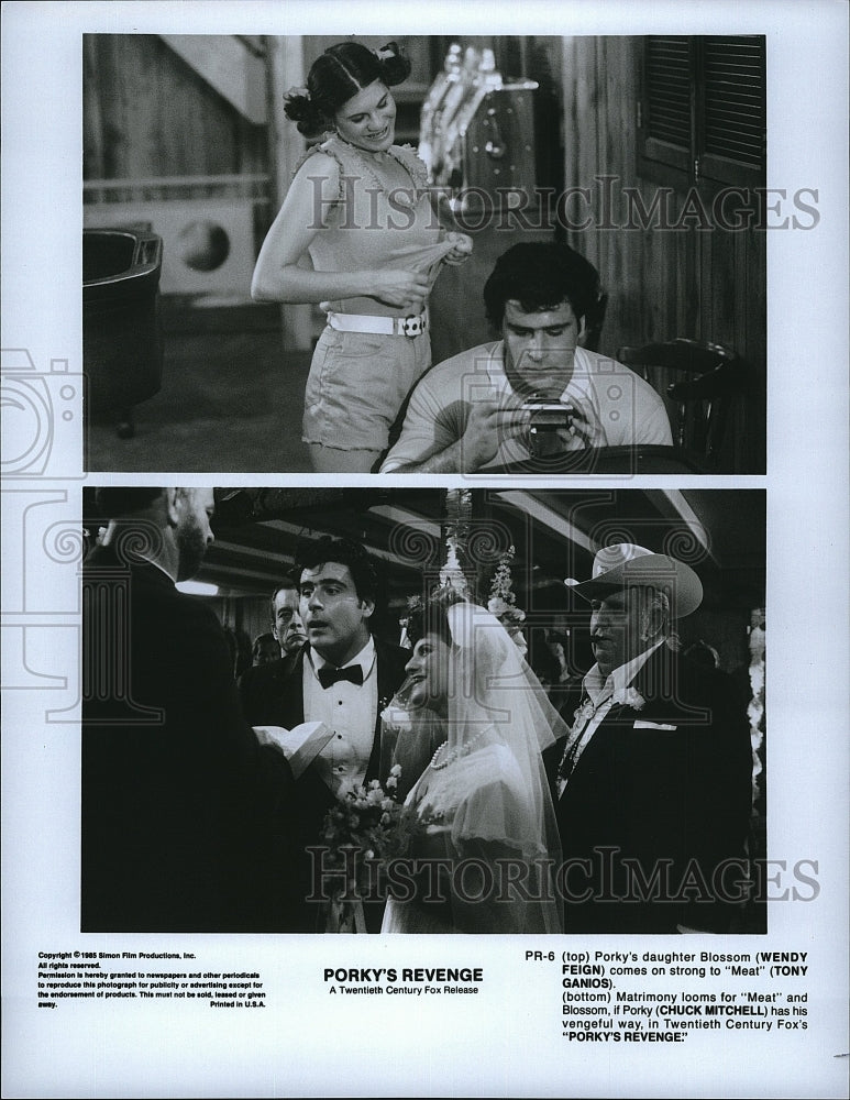 1985 Press Photo Wendy Feign Tony Ganios Chuck Mitchell Porky&#39;s Revenge Movie- Historic Images