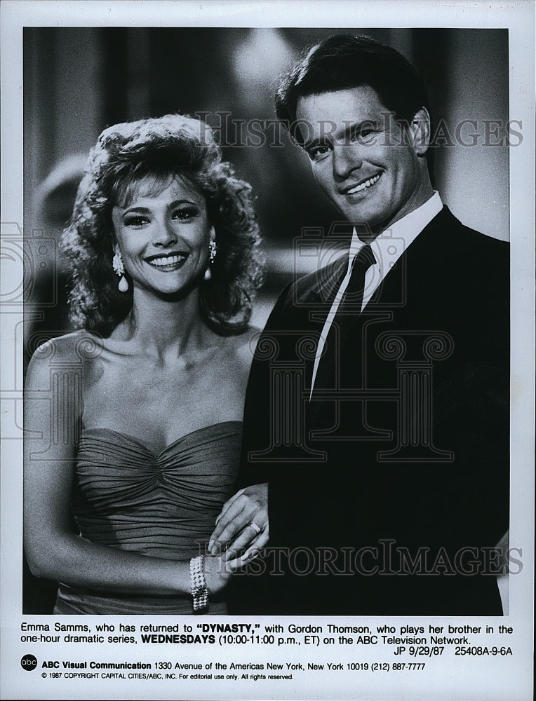 1987 Press Photo &quot;Dynasty&quot; starring Emma Samms &amp; Gordon Thomson- Historic Images