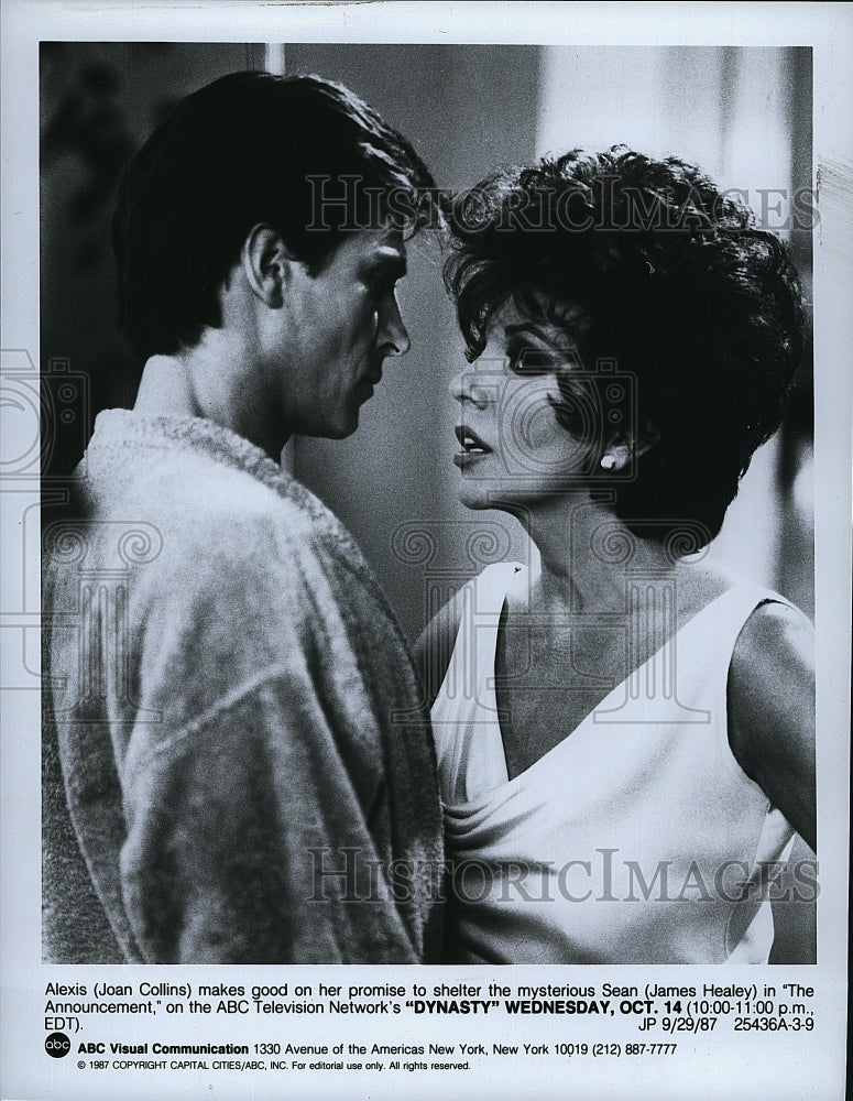 1987 Press Photo &quot;Dynasty&quot; starring Joan Collins &amp; James healey- Historic Images