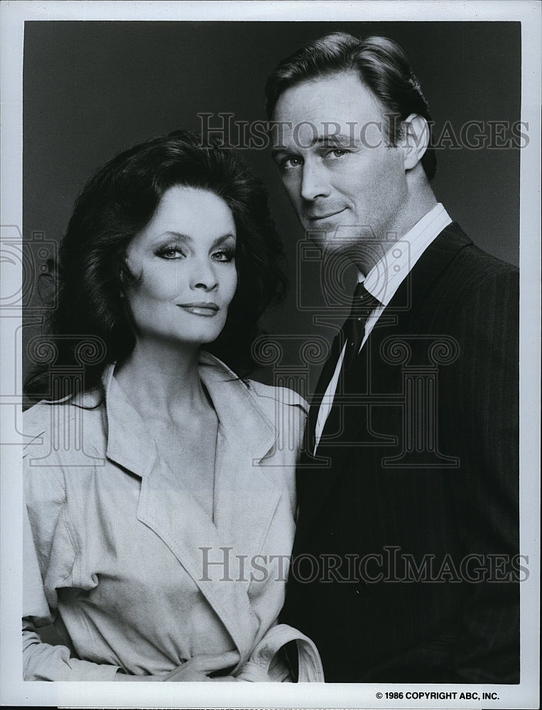 1986 Press Photo Kate O&#39;Mara Actress Christopher Cazenove Dynasty Drama TV Show- Historic Images