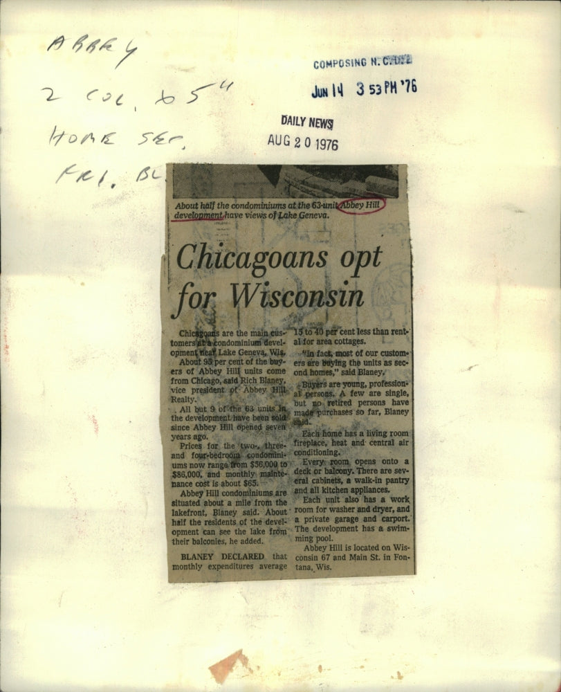 1976 Press Photo Abbey Hill Development - RRR46587