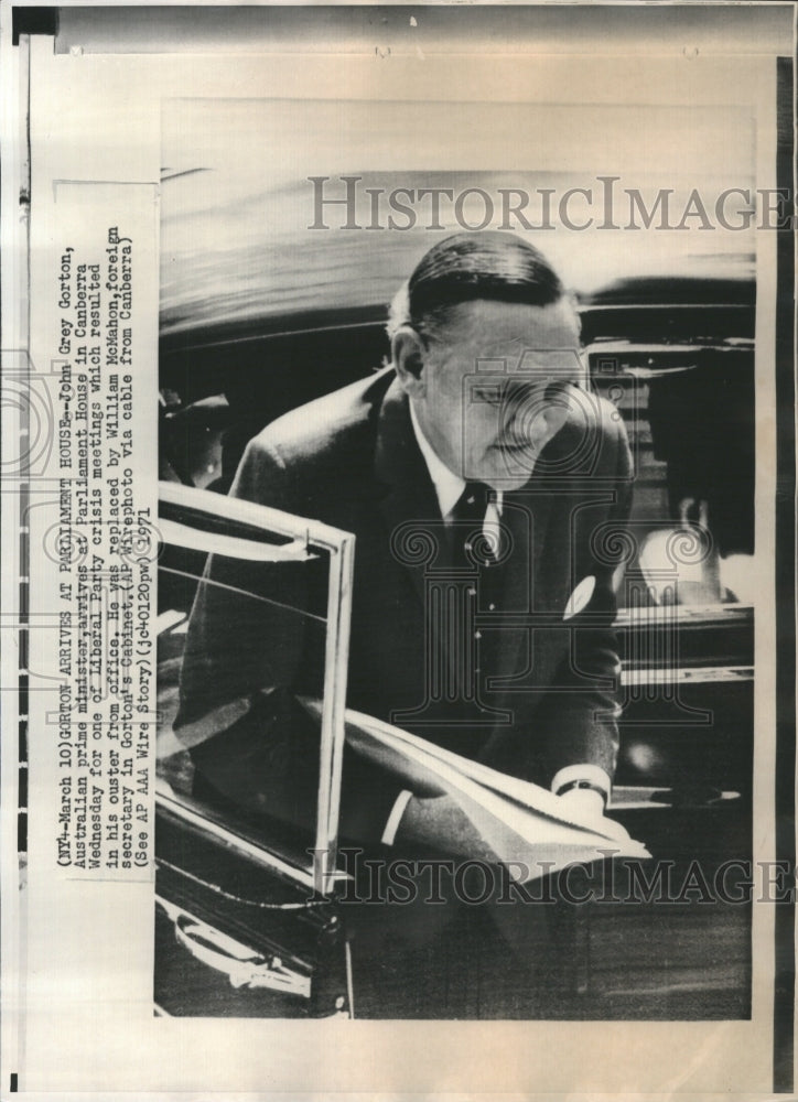 1971 Press Photo John Grey Horton Parliament House