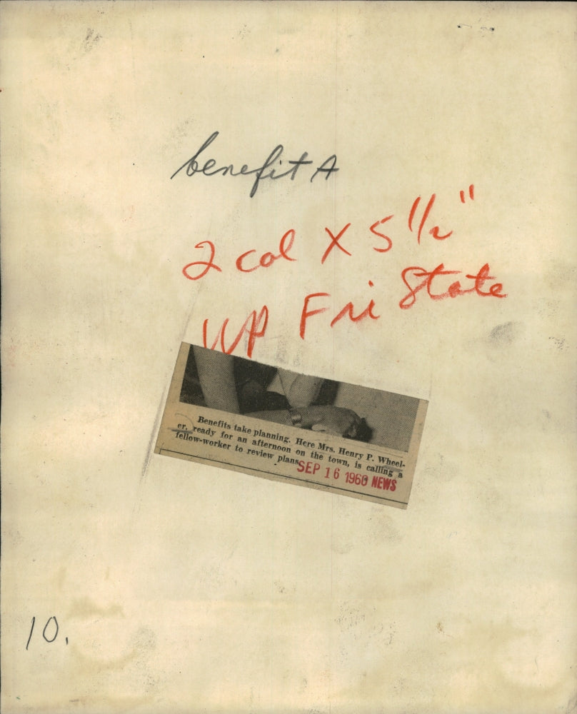 1960 Press Photo rs. Henry P. Wheeler Benifits - RRU13427