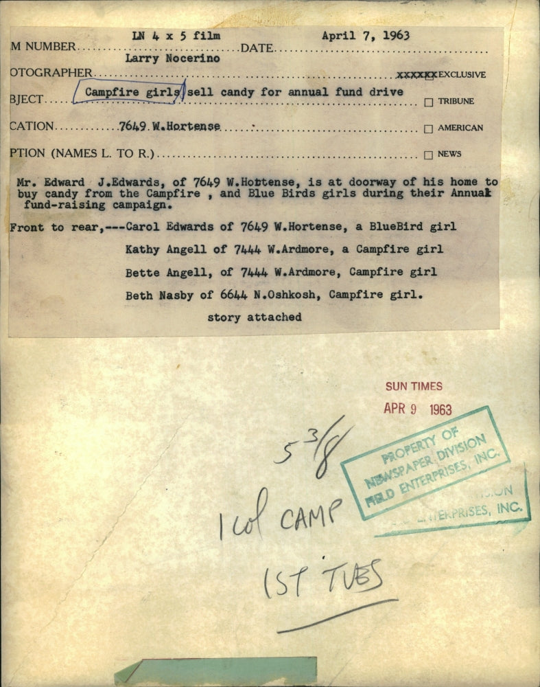 1963 Press Photo Mr Edward Candy Compfire Girls Fund - RRU15873