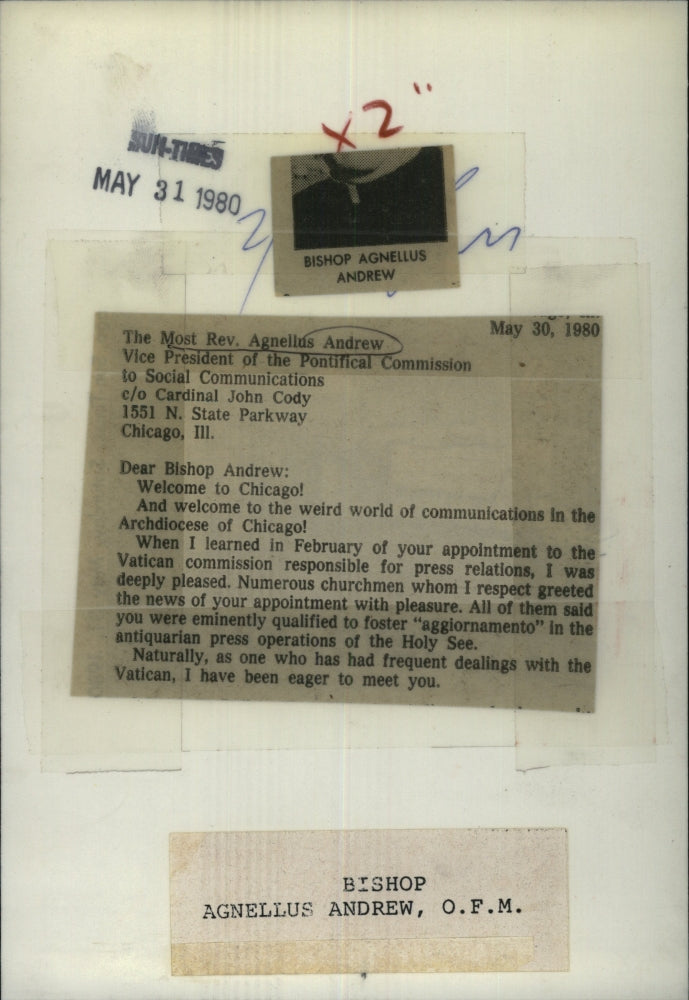 1980 Press Photo Reverend Agnellus Andrew Pontifical - RRU17773