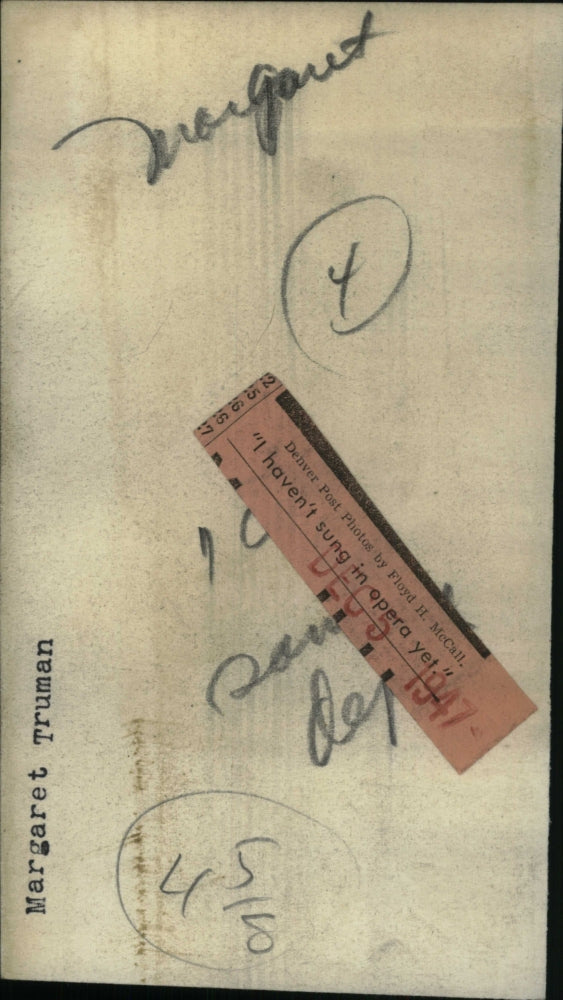 1947 Press Photo President's Daughter Margaret Truman - RRU20847