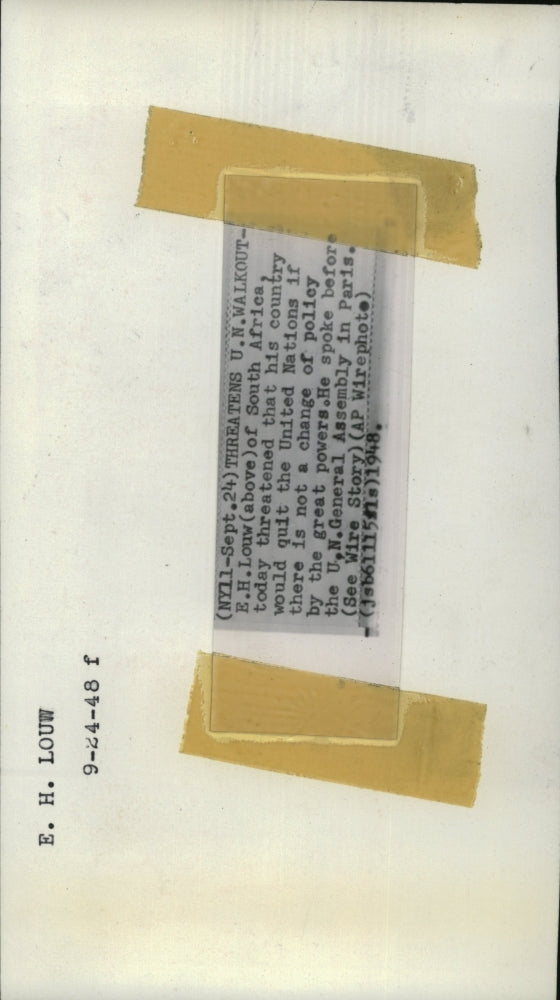 1948 Press Photo E H Louw South Africa United Nations - RRU23331