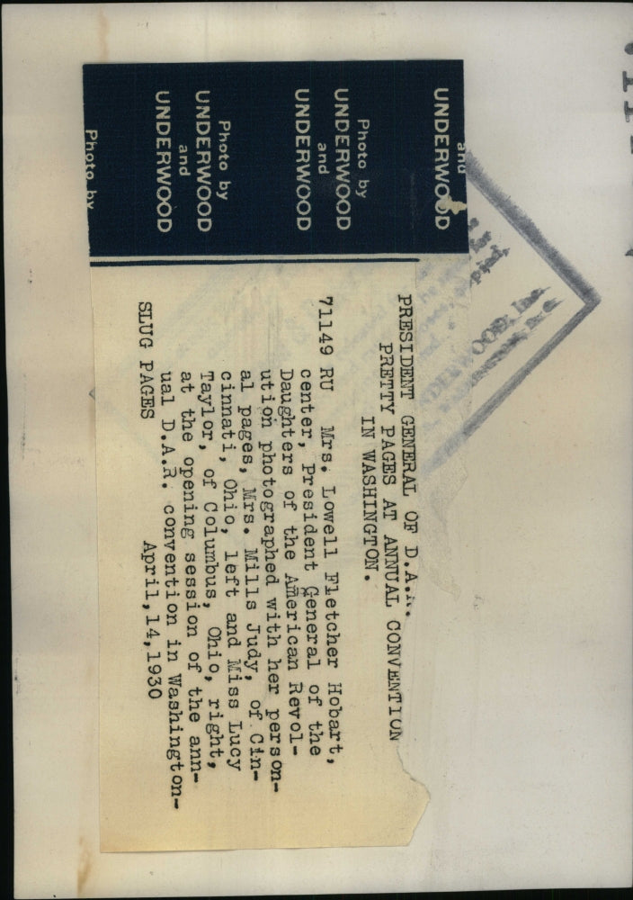 1930 Press Photo Lowell Fletcher Hobart President Lucy - RRU24867