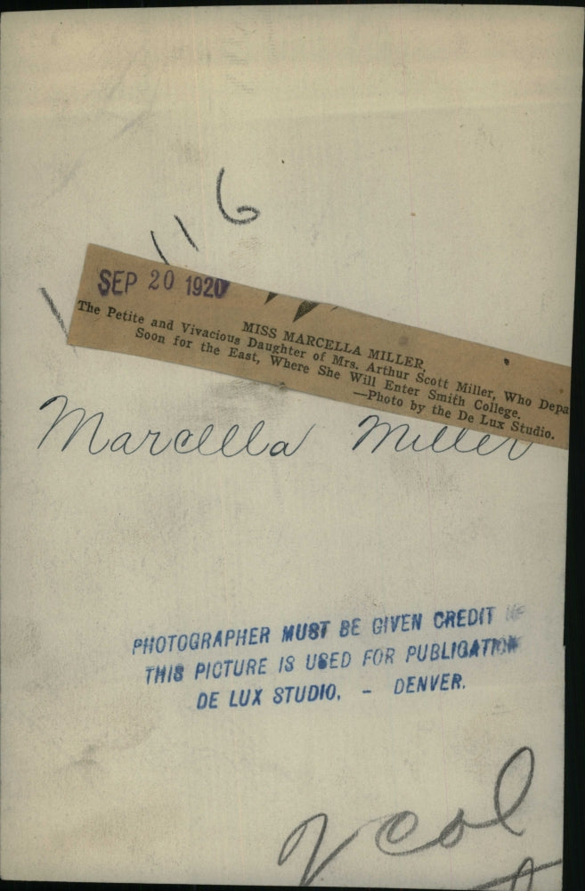 1920 Press Photo Petite and Vivacious Marcella Miller - RRU25443