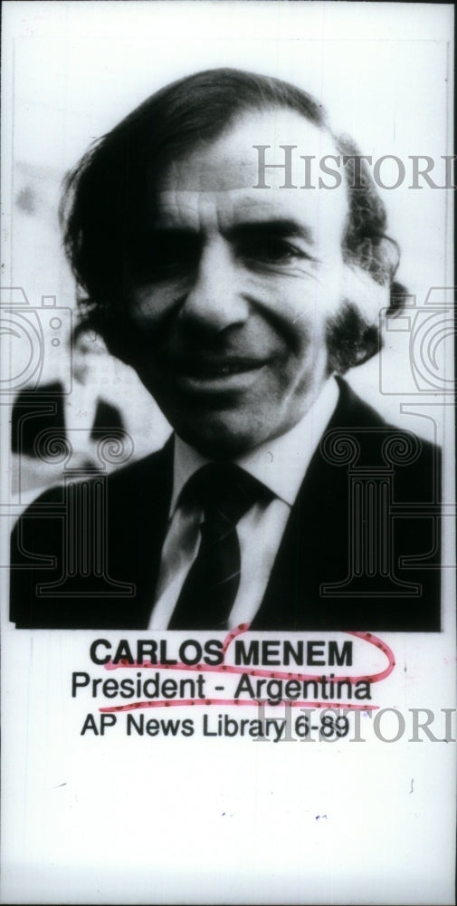 1989 Press Photo Carlos Saul Menem Politician Argentine - RRU28997