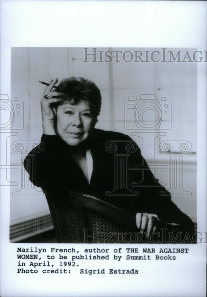 1992 Press Photo Marilyn French War Against Women Book - RRU45891- Historic Images