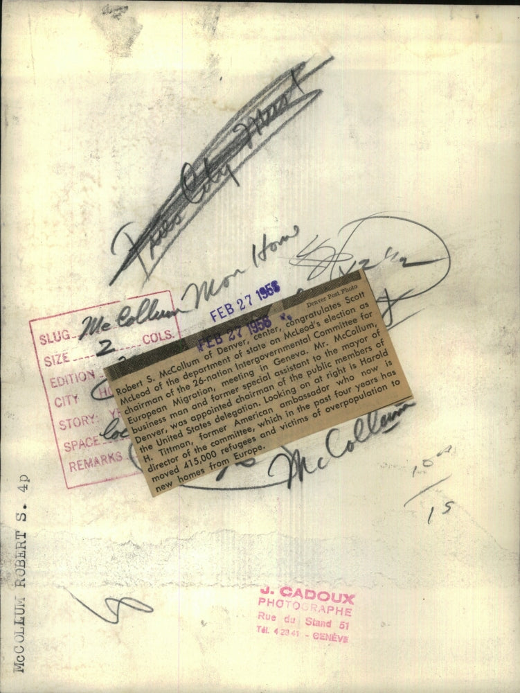 1956 Press Photo Robert McCollum chairman election Scot - RRU47061