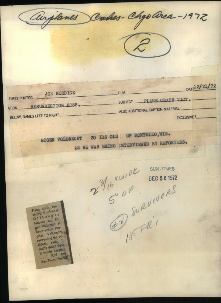 1972 Press Photo Roger Volbrecht/Plane Crash Victim - RRU51205