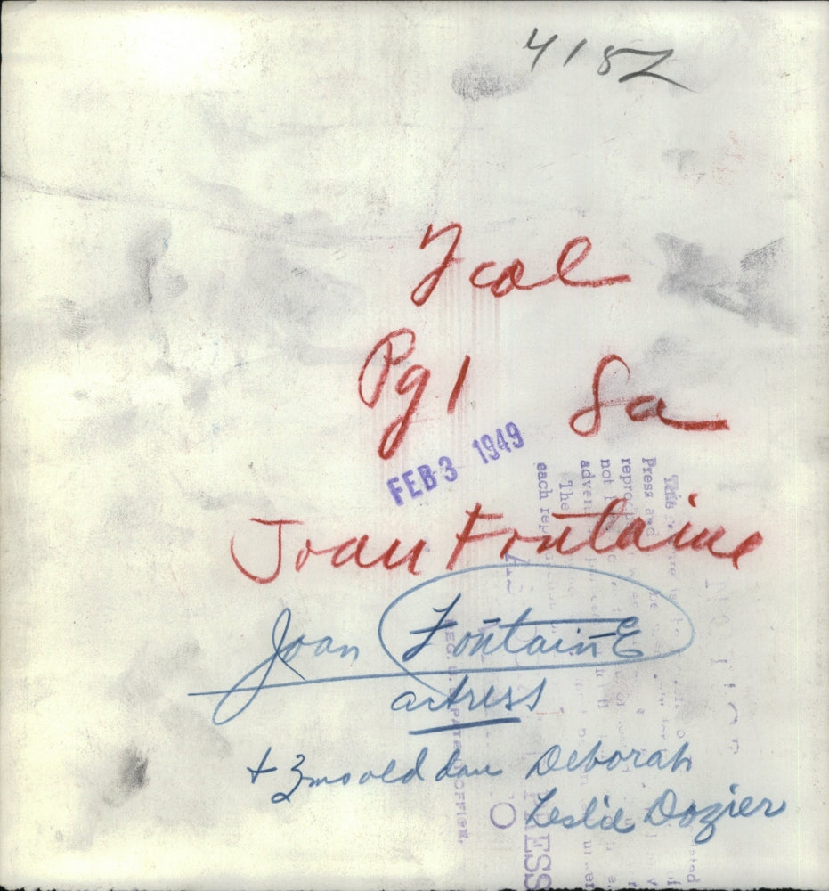 1949 Press Photo Joan Fontaine Actress Deborah Dozier - RRU55761