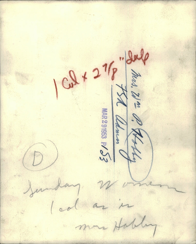 1953 Press Photo Mrs William P Hobby - RRU56633