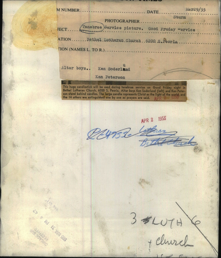 1955 Press Photo Bethel Lutheran Church Ken Soderland - RRU70193