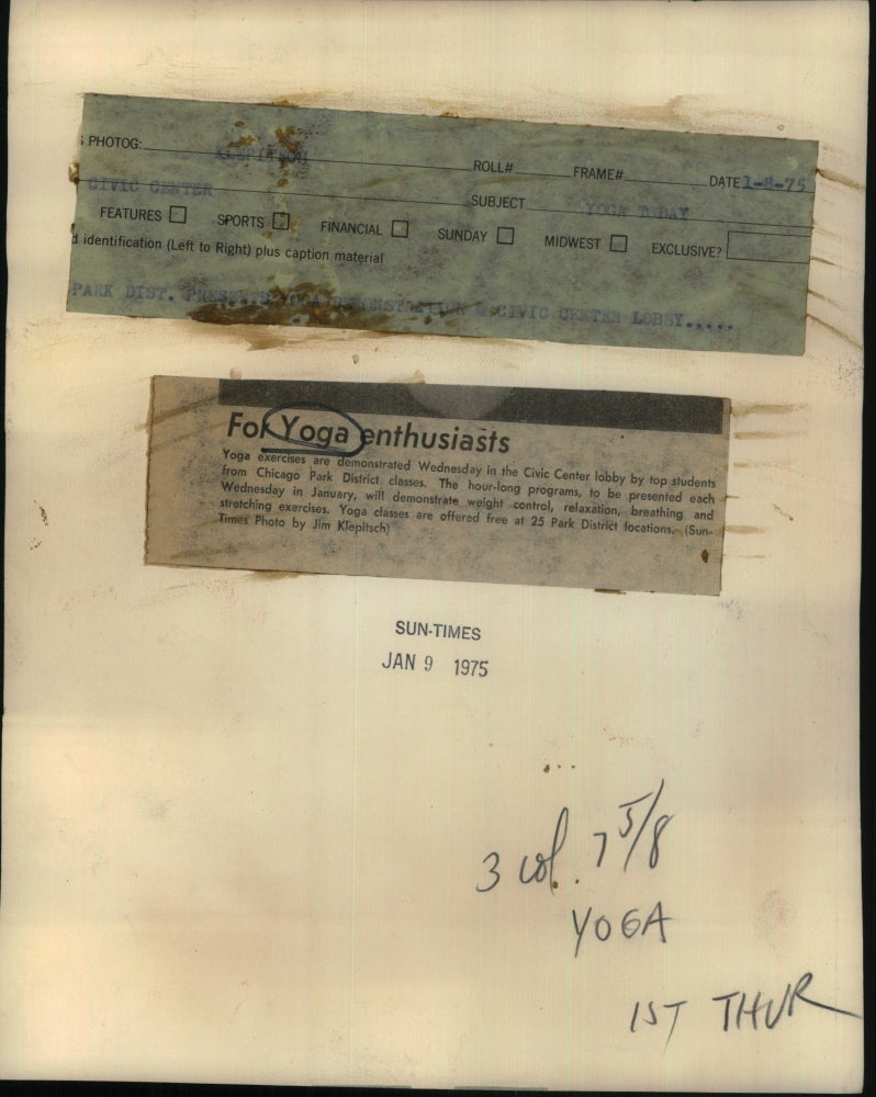 1975 Press Photo For Yoga Enthusiasts - RRU77799