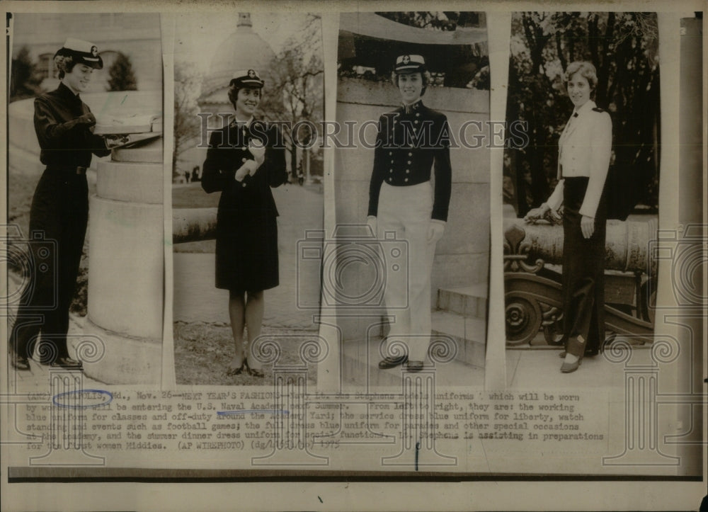 1975 Press Photo Navy Fashions - Historic Images