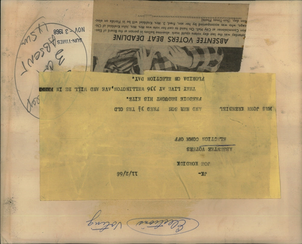 1968 Press Photo Absentee Voter Mrs. John Krehbiel - RRU92305