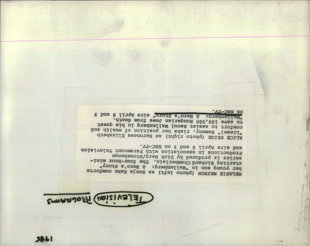 1985 Press Photo TV Program "Wallenberg: A Hero's Story - RRU98023