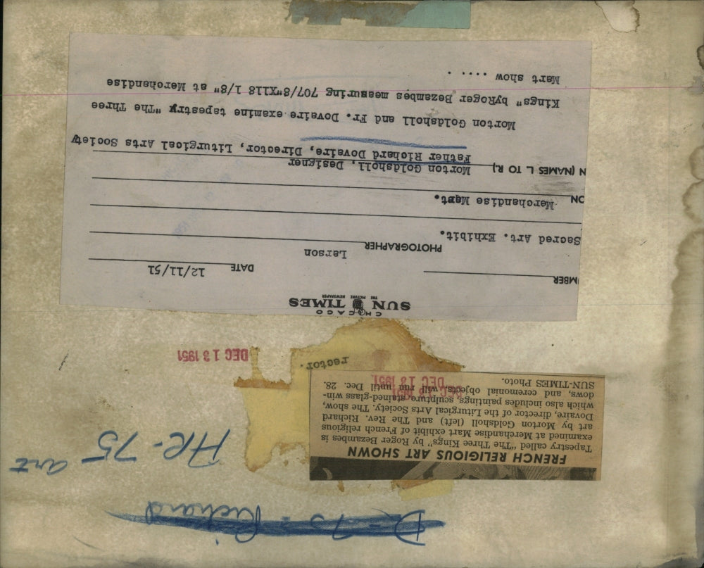 1951 Press Photo Mort Goldsholl French Tapestry Show - RRU99619