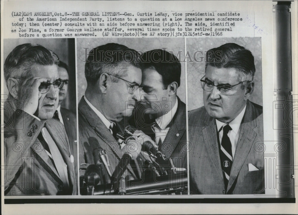 1968 Press Photo Curtis Lemay Joe Fine George Wallace - RRV03689- Historic Images