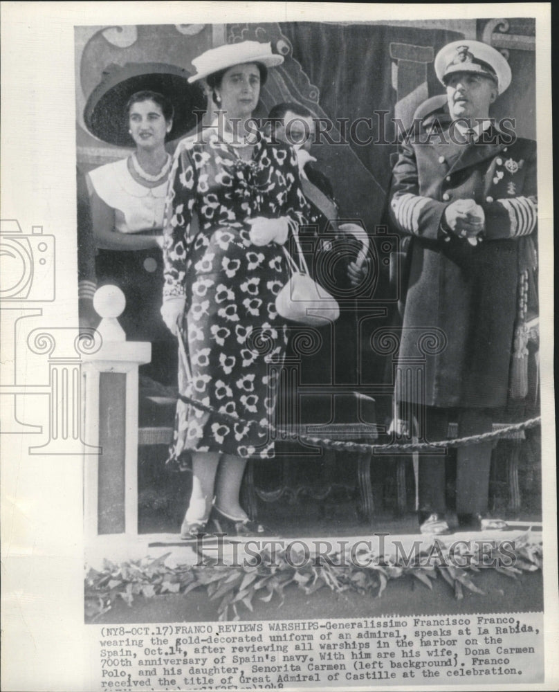 1948 Press Photo Generalissimo Francisco Franco admiral - RRV08199