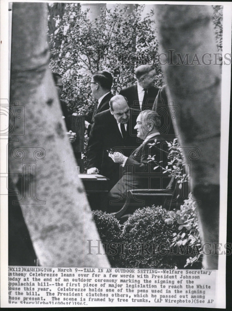 Press Photo Celebrezze and Johnson Appalachia Bill - RRV12281- Historic Images