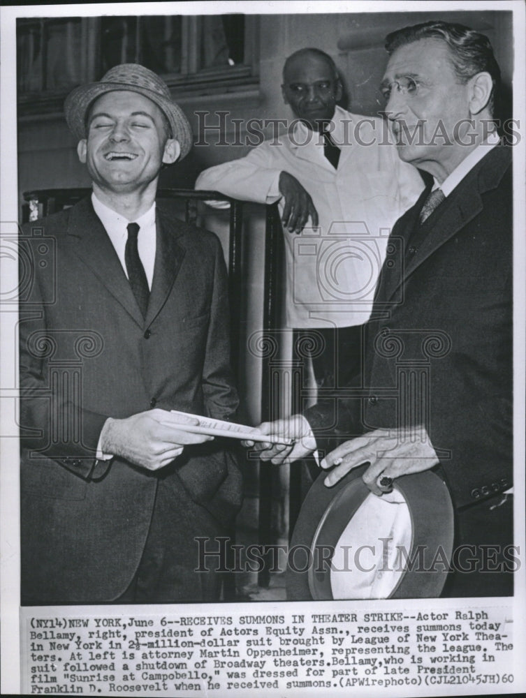 1960 Press Photo Actor Ralph Bellamy president Equity - RRV15081- Historic Images