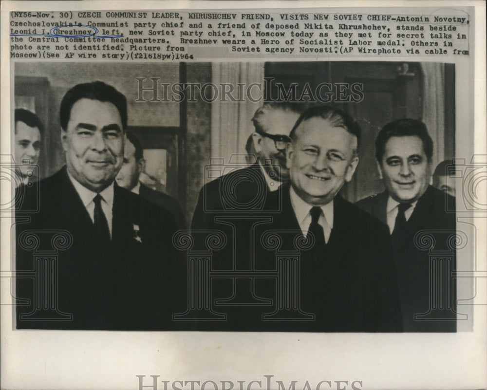 1964 Press Photo Czech Novotny Soviet Brezhnev Moscow - RRV19381- Historic Images