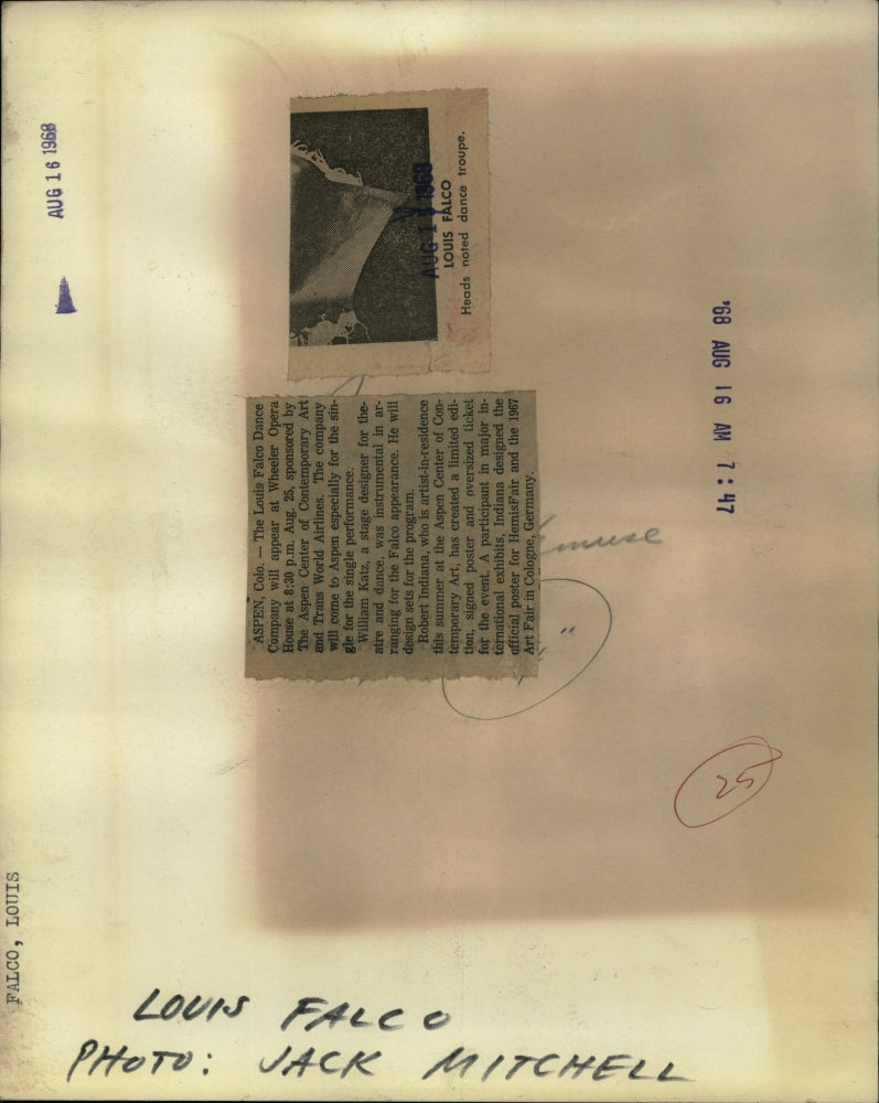 1968 Press Photo Louis Falco Dance Company Leader - RRV22037