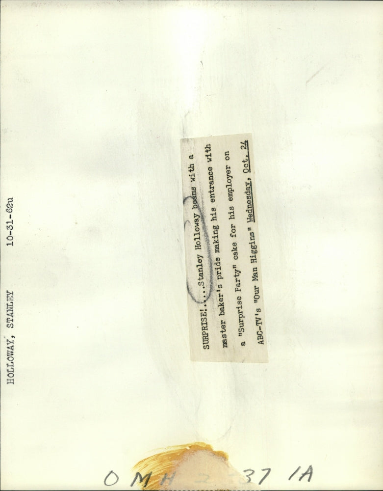 1962 Press Photo Stanley Holloway Baker Pride Man ABC - RRV22161