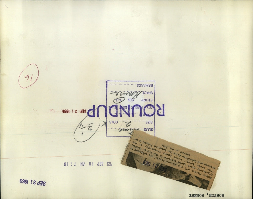 1969 Press Photo Robert Horton Richard Jaeckel movie - RRV25603