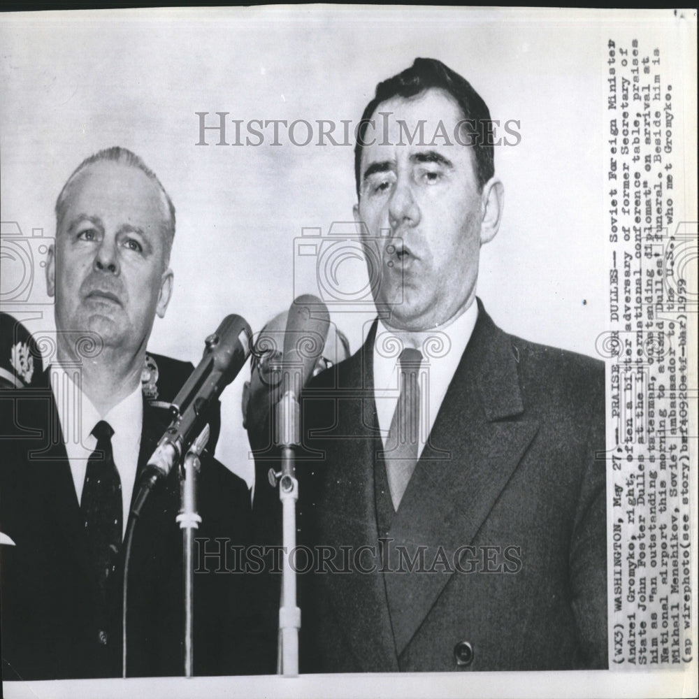 1959 Press Photo Cold War Soviet Russia Andrei Gromyko - RRV26781- Historic Images