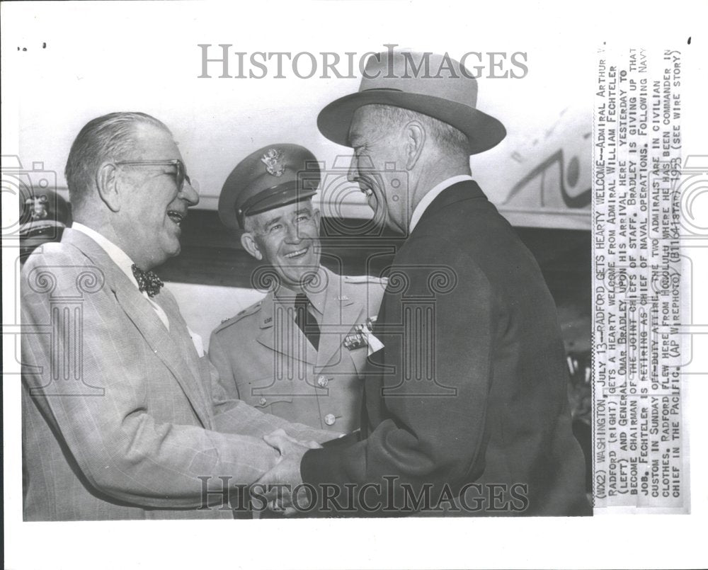 1953 Photo Admiral Arthur Radford Gets Hearty Welcome - RRV28671- Historic Images