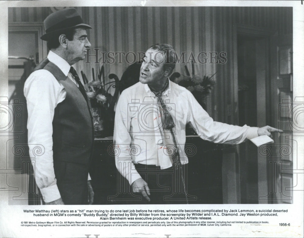 1981 Press Photo Buddy Buddy Matthau Lemmon film comedy - RRV37743- Historic Images