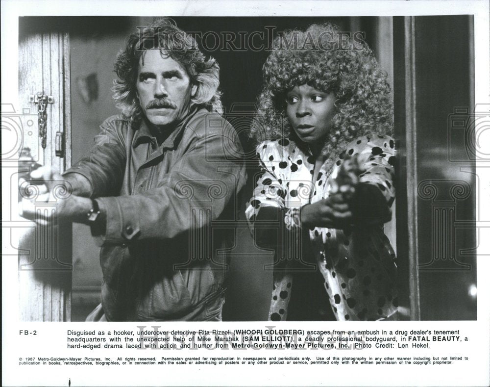 1987 Press Photo Whoopi Goldberg Sam Elliott - RRV45587- Historic Images