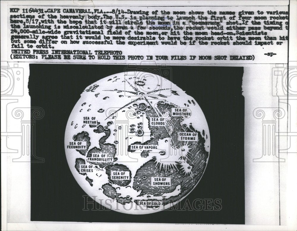 Press Photo Moon Drawing Named Sections Map - RRV49849- Historic Images