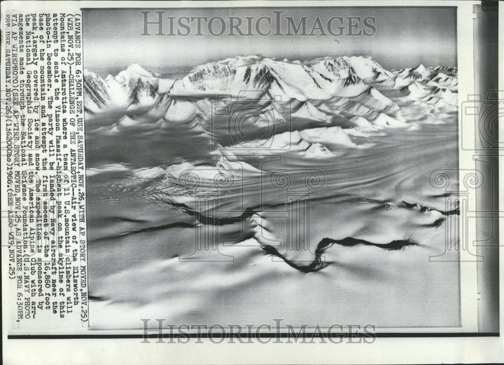 1966 Press Photo Skyline Climbers Ellsworth Mountain - RRV59013- Historic Images