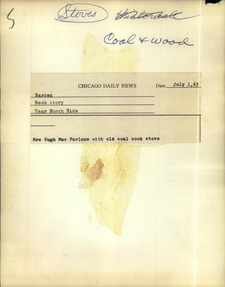 1963 Press Photo Hugh MacFarlane old coal cook stove - RRV62445